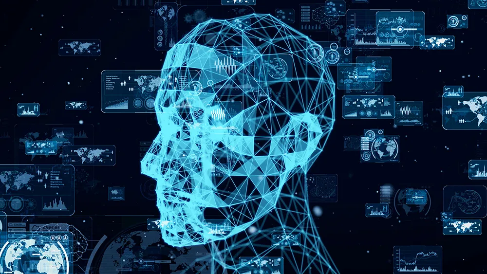 AIネットワークで可視化された人物の頭部イメージ